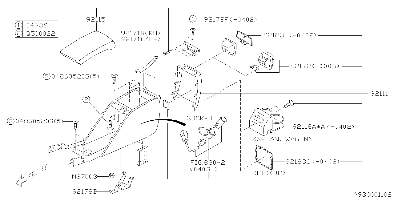 Diagram CONSOLE BOX for your 2020 Subaru Impreza   