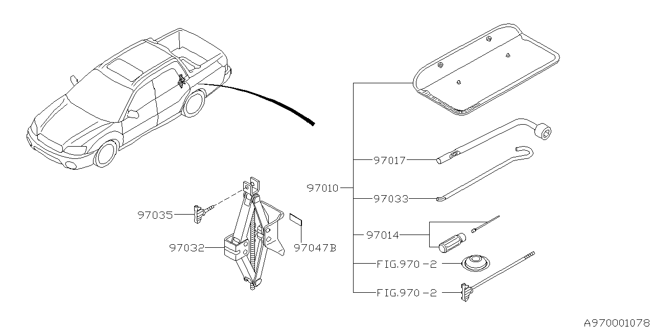 Diagram TOOL KIT & JACK for your 2006 Subaru Forester   