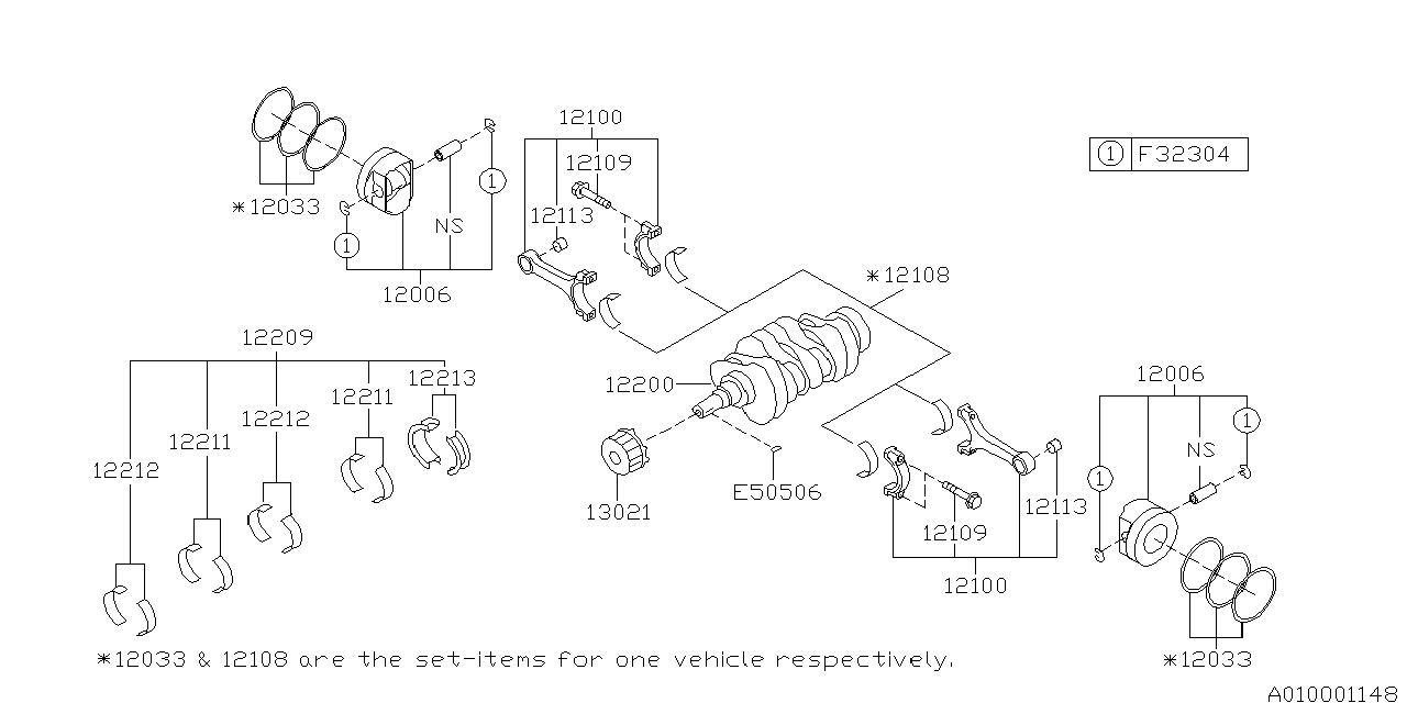 Diagram PISTON & CRANKSHAFT for your 2017 Subaru Legacy  Sedan 