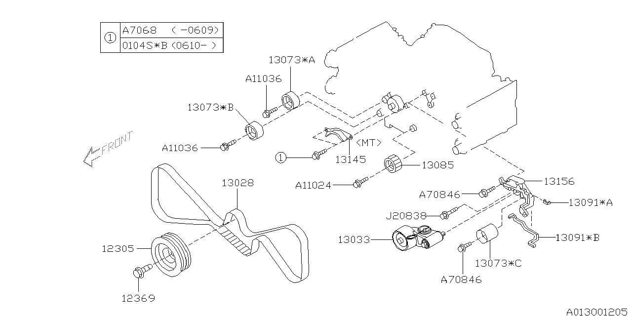 Diagram CAMSHAFT & TIMING BELT for your 2007 Subaru Legacy   