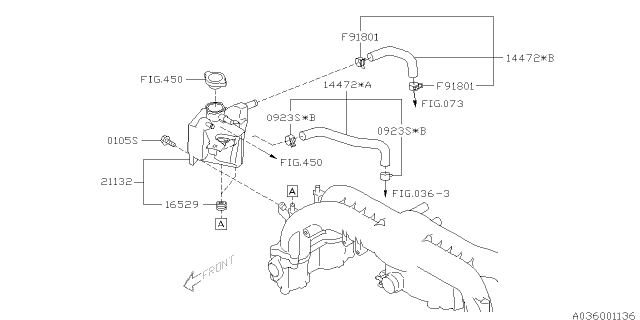 Diagram WATER PIPE (1) for your 2012 Subaru Impreza 2.0L CVT Limited Wagon 