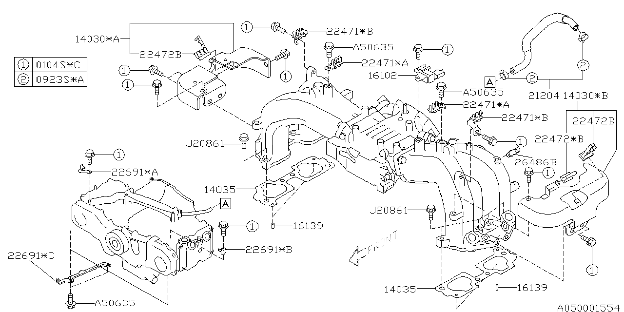 Diagram INTAKE MANIFOLD for your 2001 Subaru Impreza   