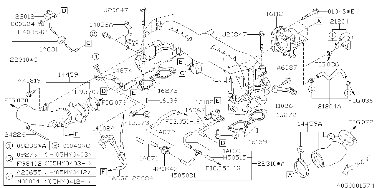 Diagram INTAKE MANIFOLD for your Subaru Tribeca  