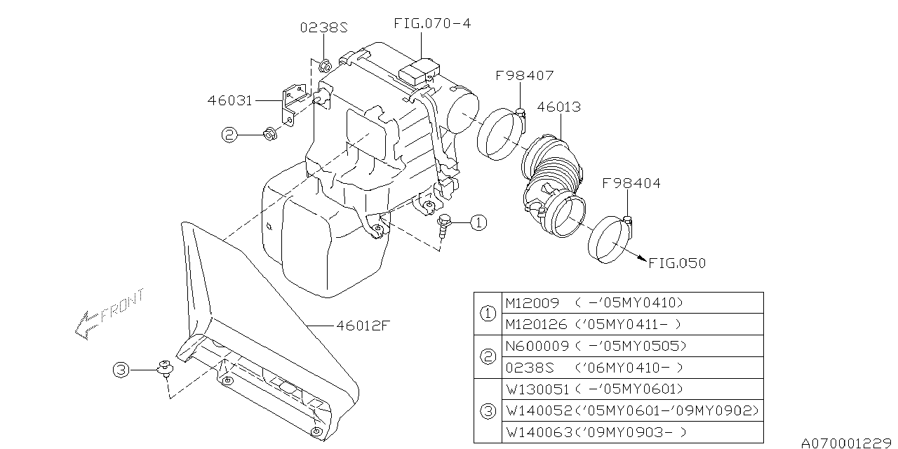 Diagram AIR CLEANER & ELEMENT for your 2012 Subaru Impreza   