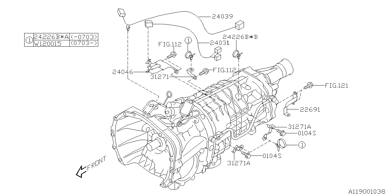 Diagram MT, TRANSMISSION HARNESS for your Subaru