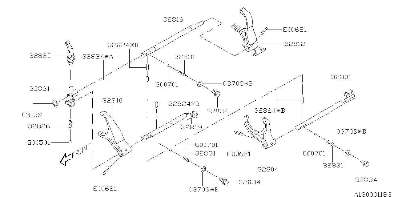 Diagram MT, SHIFTER FORK & SHIFTER RAIL for your Subaru Legacy  