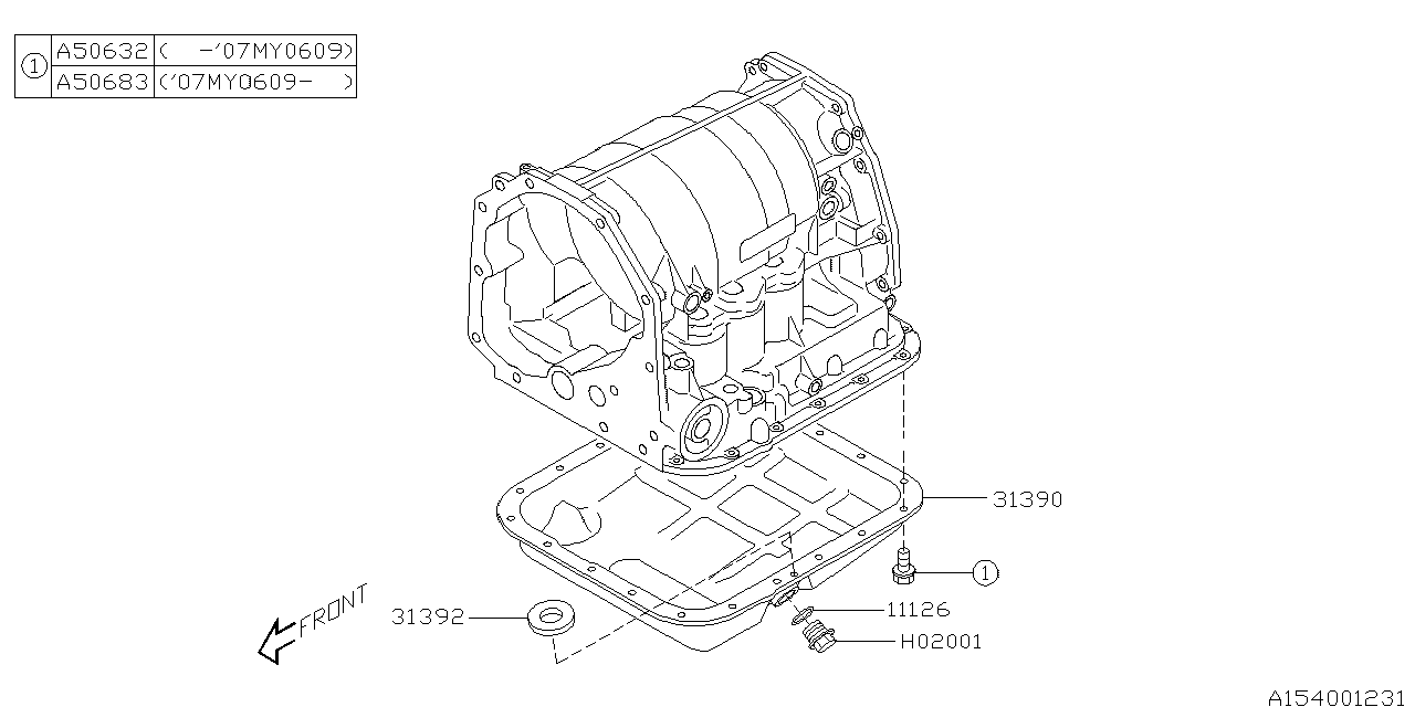 Diagram AT, TRANSMISSION CASE for your Subaru Legacy  