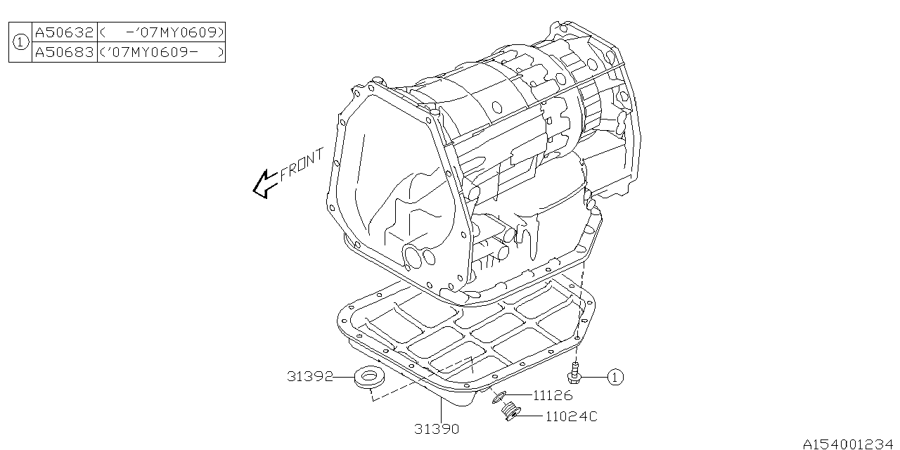 Diagram AT, TRANSMISSION CASE for your 2009 Subaru Legacy   