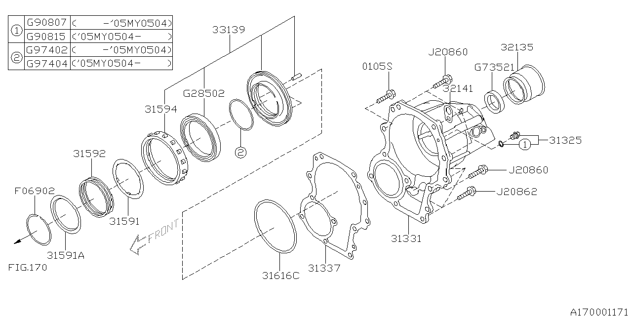 Diagram AT, TRANSFER & EXTENSION for your 2022 Subaru Legacy   