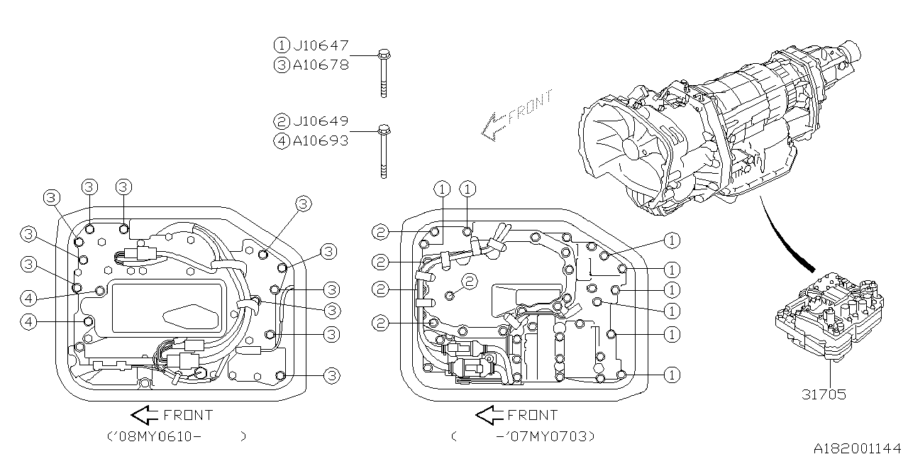 Diagram AT, CONTROL VALVE for your Subaru