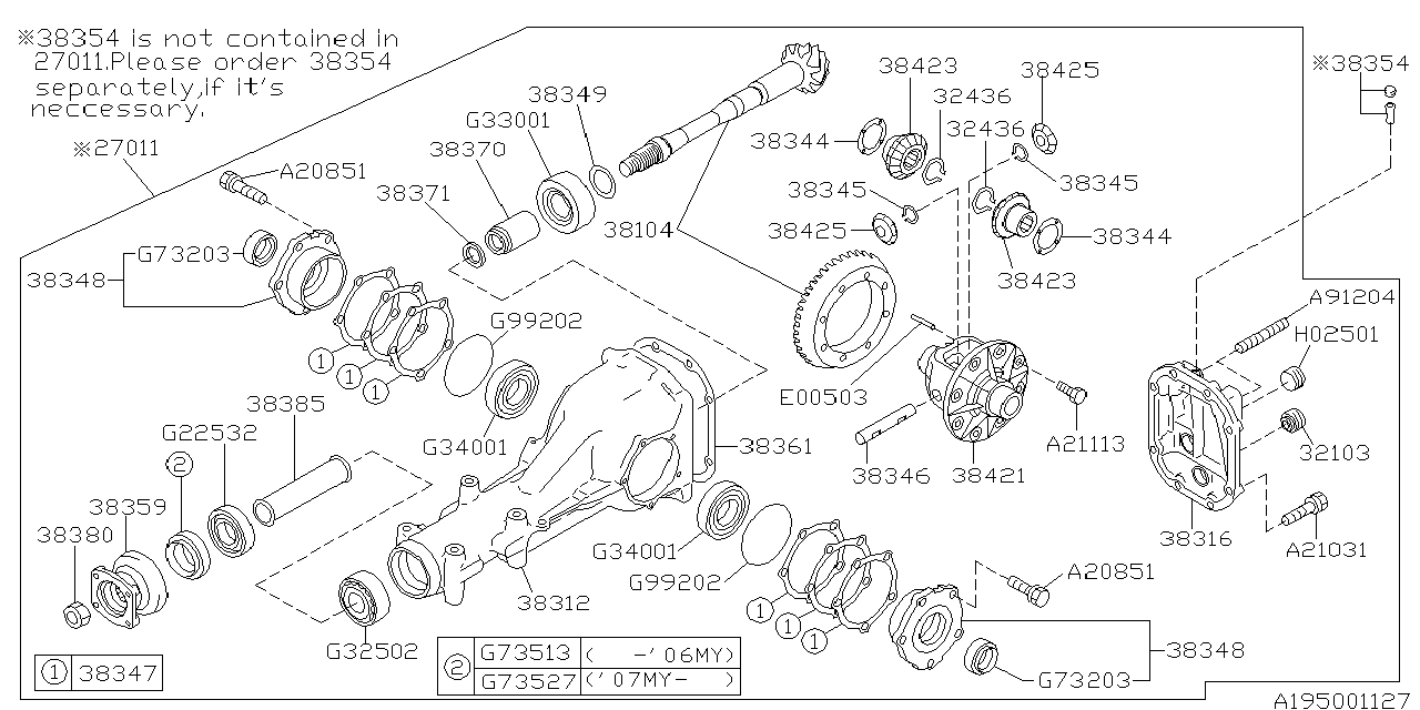 Diagram DIFFERENTIAL (INDIVIDUAL) for your 2014 Subaru Impreza 2.0L CVT Sedan 