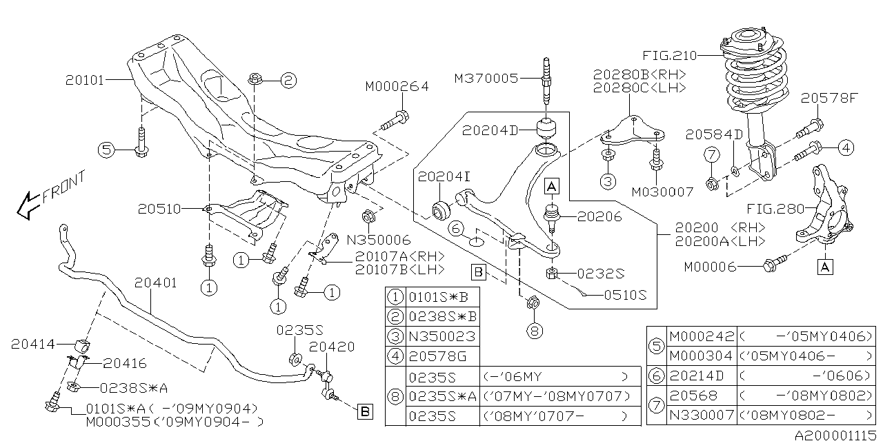 Diagram FRONT SUSPENSION for your 2000 Subaru WRX   