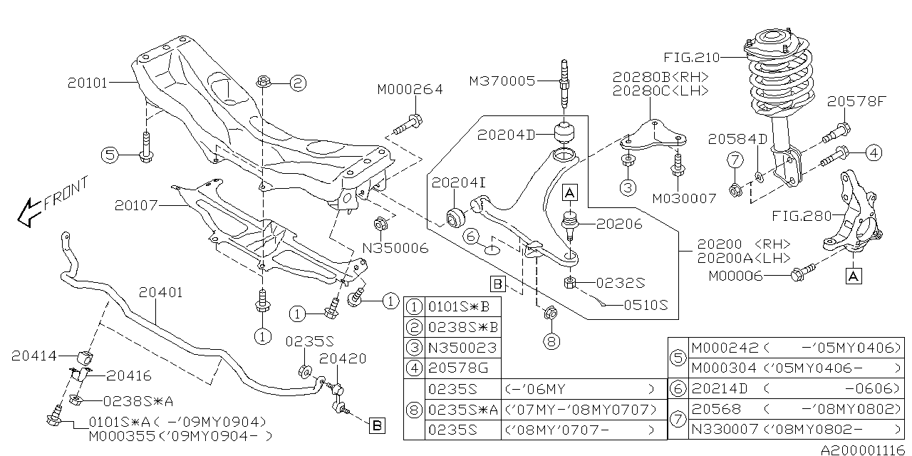 Diagram FRONT SUSPENSION for your 2005 Subaru Forester  X LL Bean 