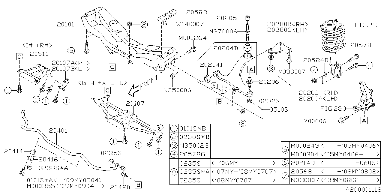 Diagram FRONT SUSPENSION for your 2000 Subaru WRX   