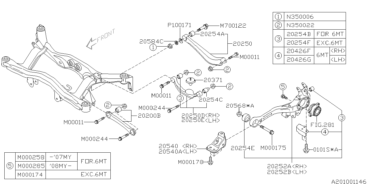 Diagram REAR SUSPENSION for your 2008 Subaru Legacy   