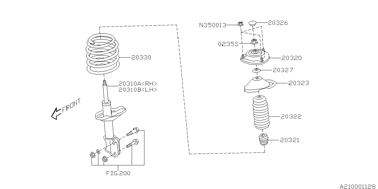 Diagram FRONT SHOCK ABSORBER for your Subaru Outback  