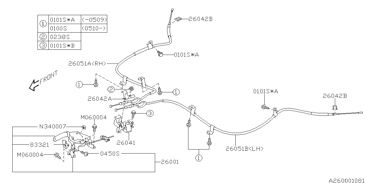 Diagram PARKING BRAKE SYSTEM for your Subaru Impreza  