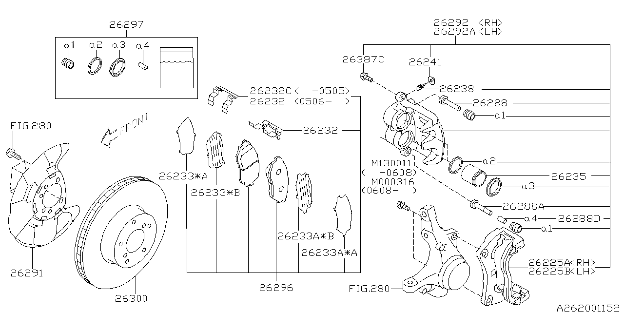 Diagram FRONT BRAKE for your 2009 Subaru Legacy   
