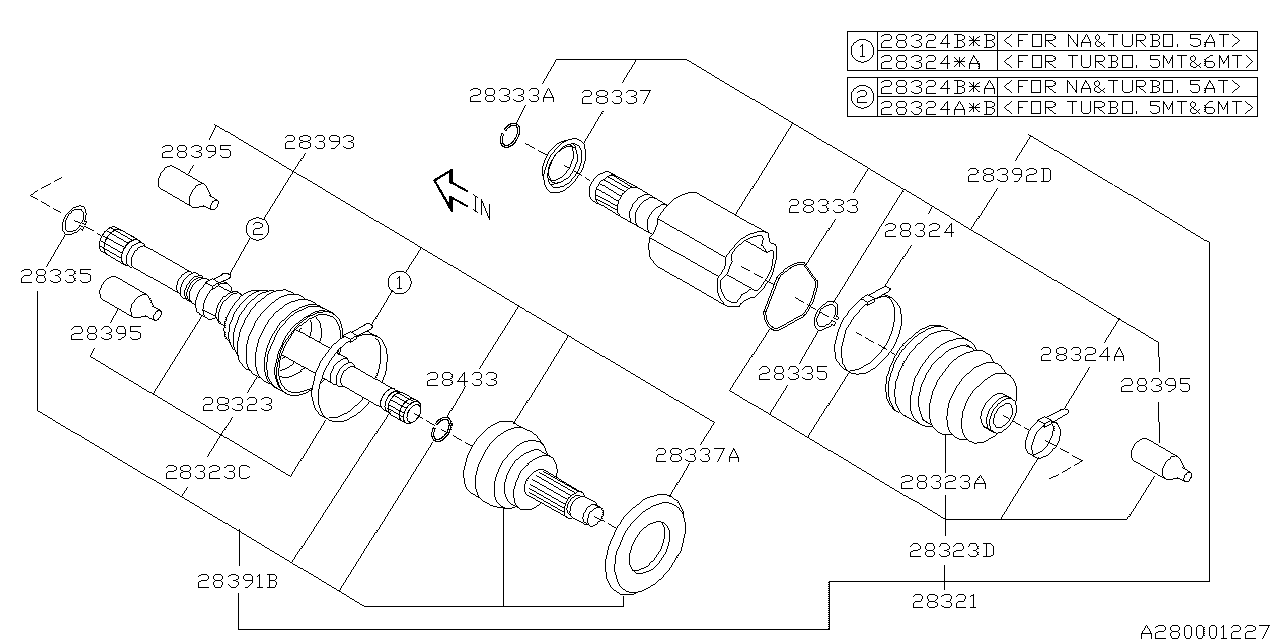 Diagram FRONT AXLE for your 2001 Subaru Legacy  GT Limited Sedan 