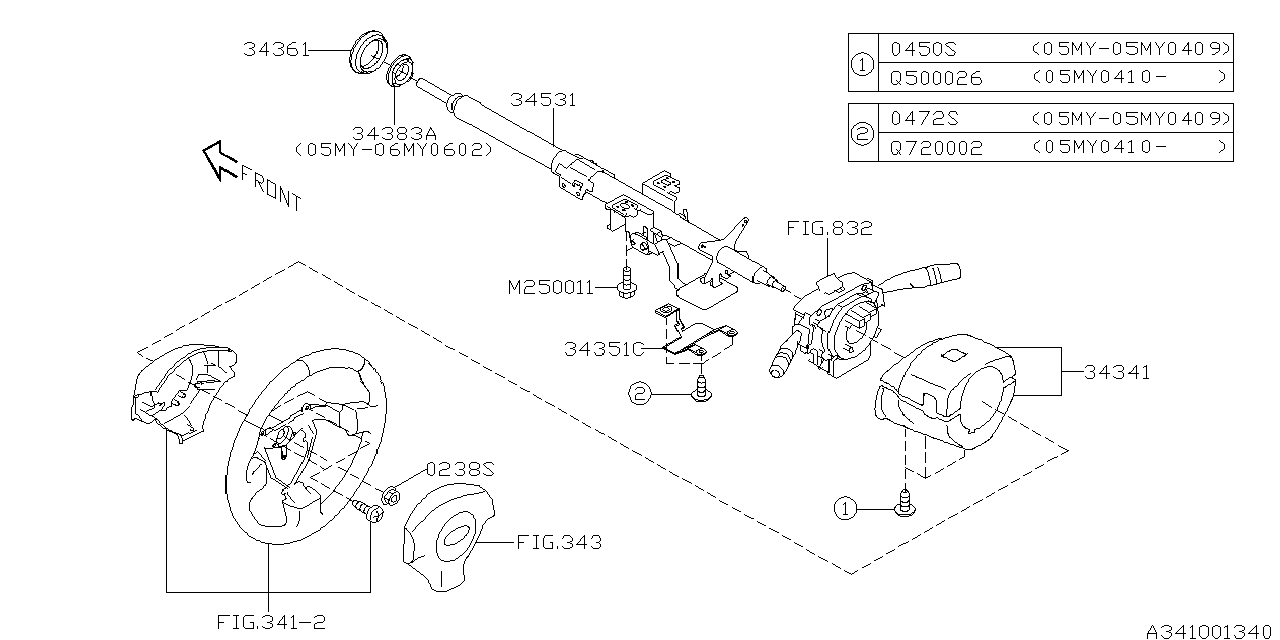 Diagram STEERING COLUMN for your 2011 Subaru STI   