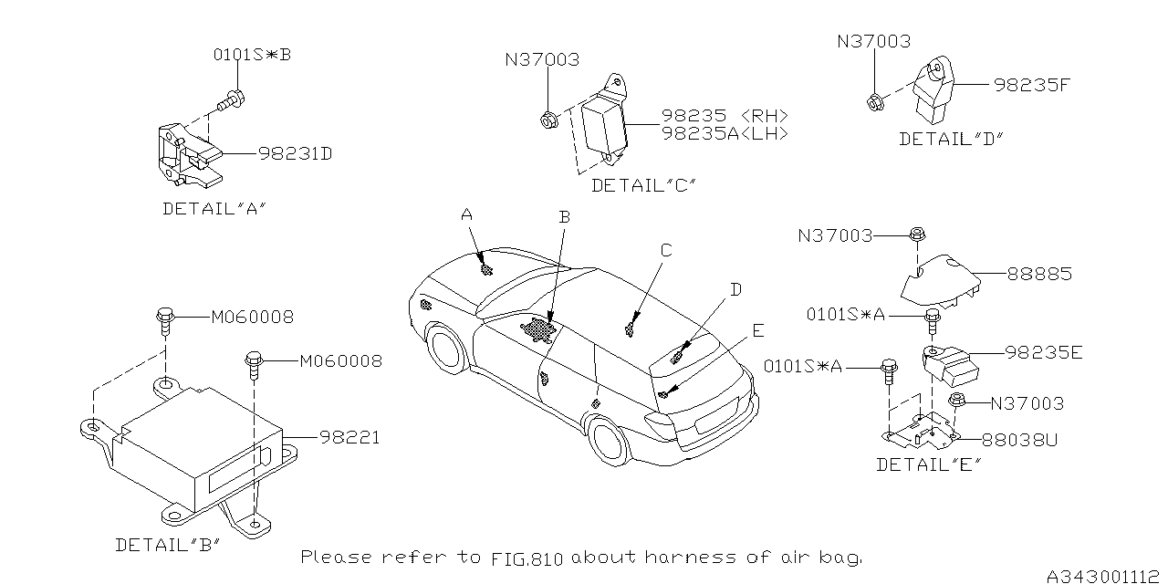 Diagram AIR BAG for your 2008 Subaru Outback   