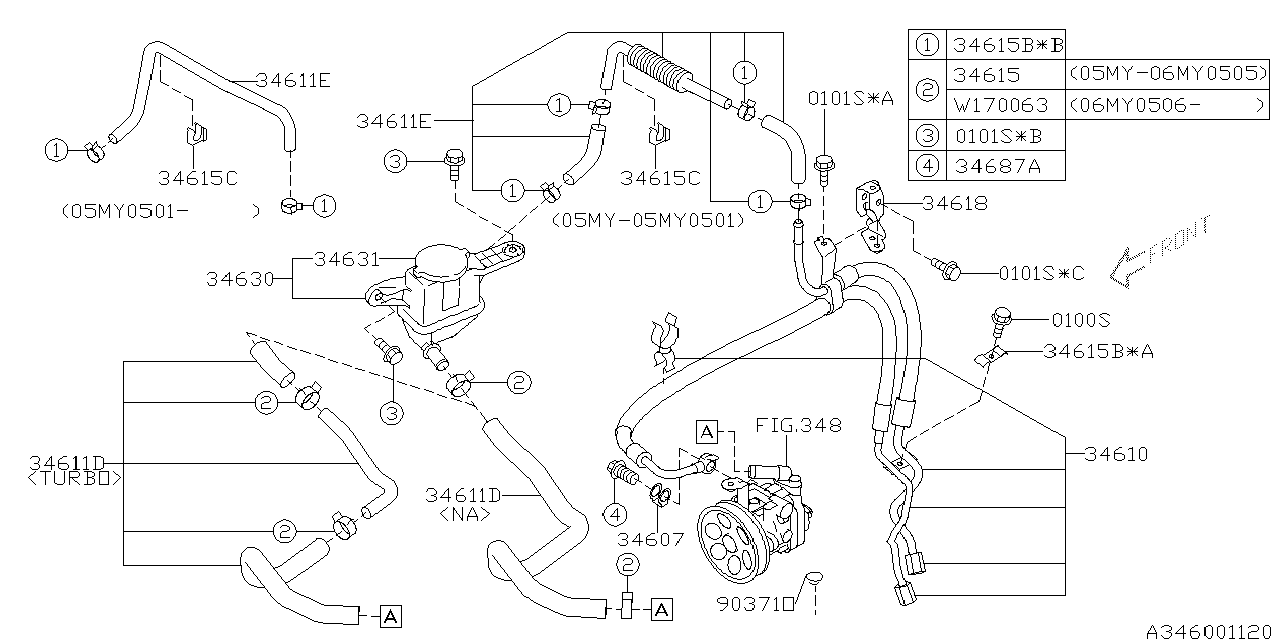 Diagram POWER STEERING SYSTEM for your 2005 Subaru Legacy 2.5L TURBO 5AT GT LIMITED-I(OBK:XT) SEDAN 