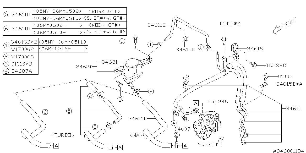 Diagram POWER STEERING SYSTEM for your Subaru Outback  