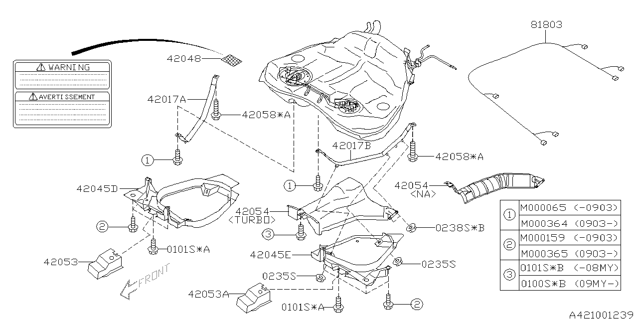 Diagram FUEL TANK for your 2009 Subaru Outback   