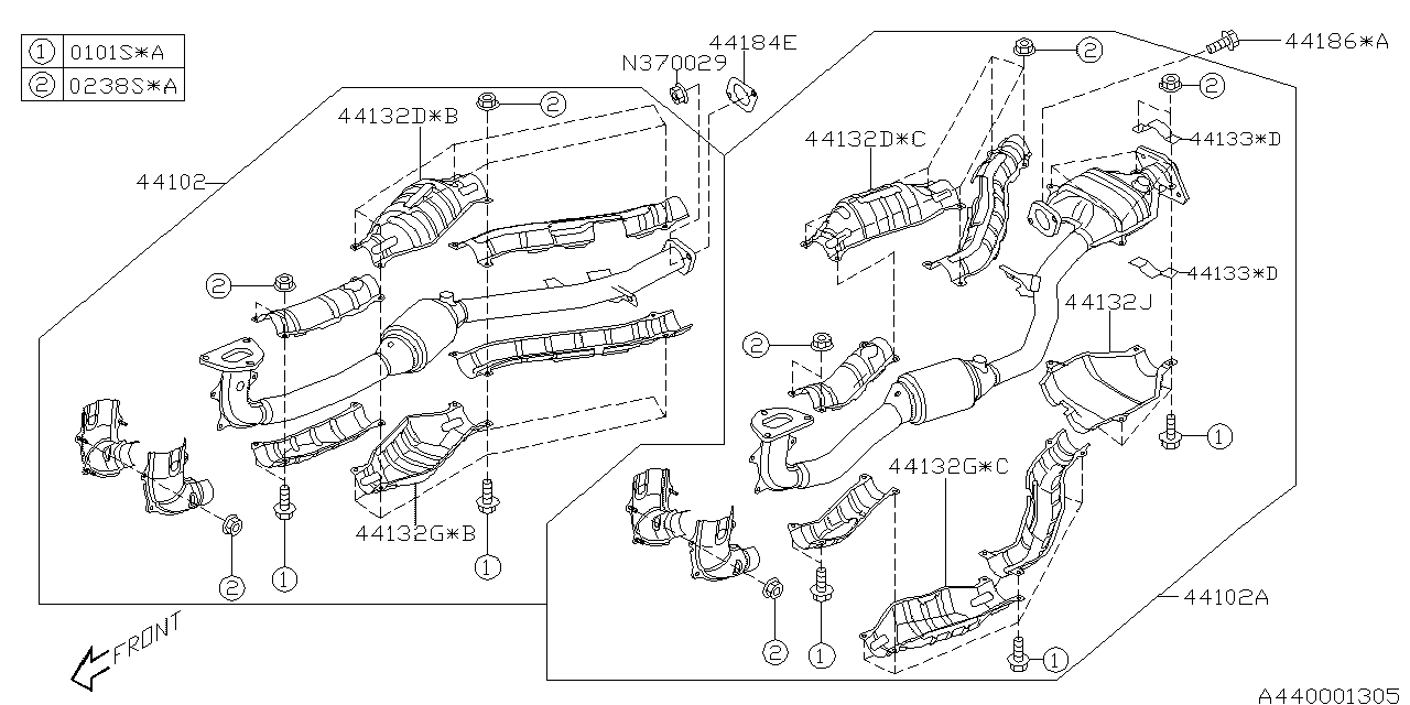 Diagram EXHAUST for your Subaru Outback  