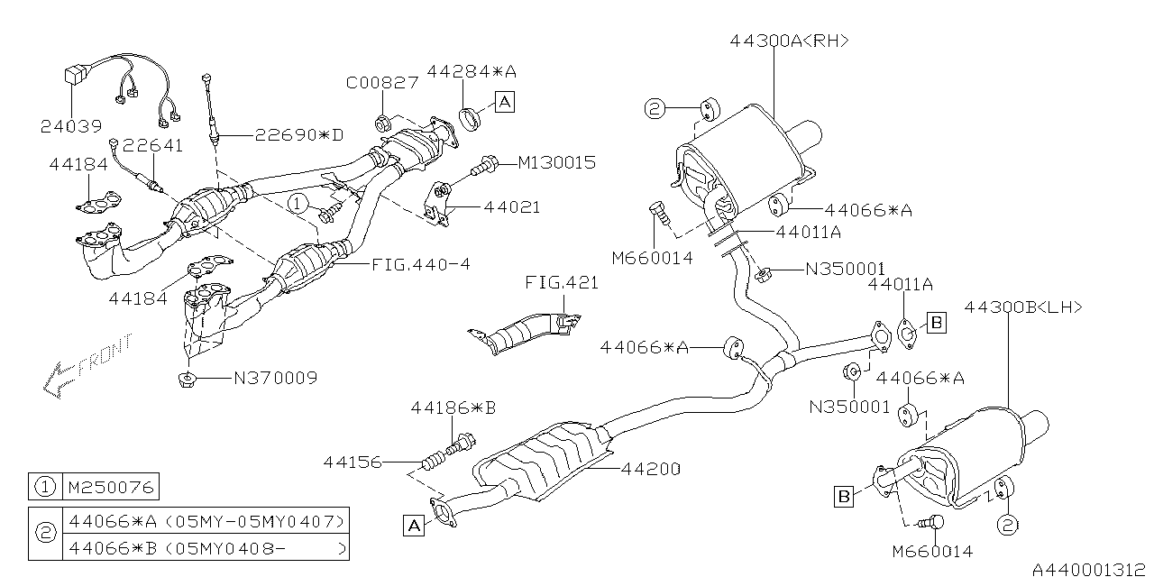 Diagram EXHAUST for your 2004 Subaru Legacy   