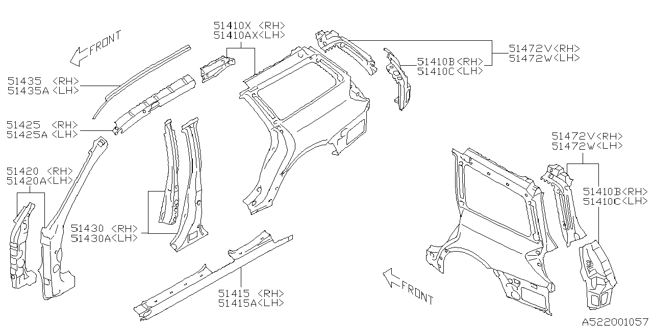 Diagram SIDE PANEL for your Subaru Legacy  