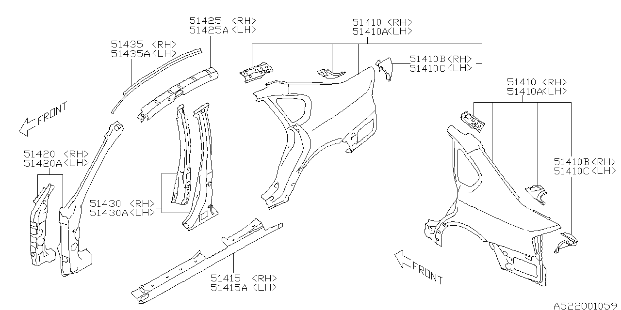 Diagram SIDE PANEL for your Subaru Legacy  