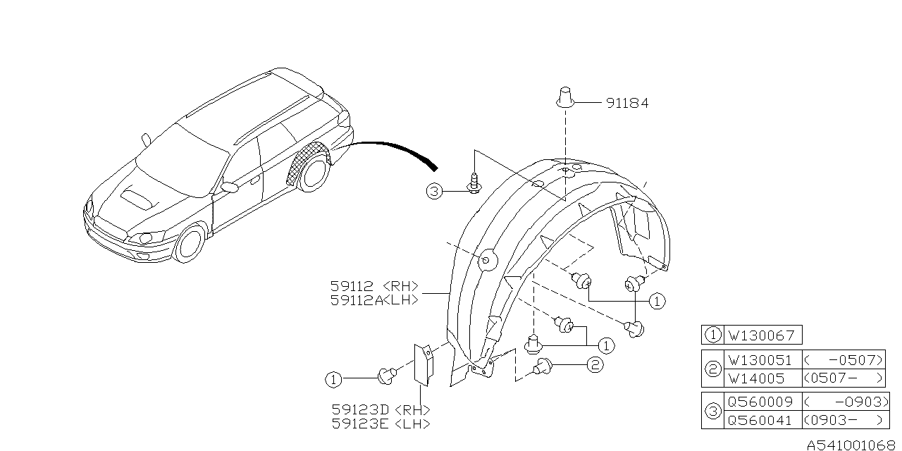 Diagram MUDGUARD for your 2010 Subaru Legacy  GT Limited Sedan 