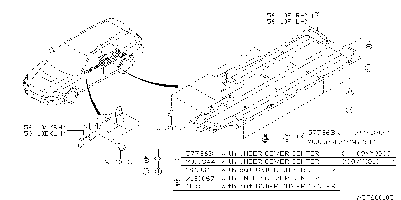 Diagram UNDER COVER & EXHAUST COVER for your Subaru Legacy  