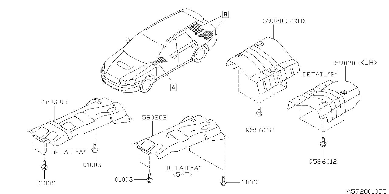 Diagram UNDER COVER & EXHAUST COVER for your 2006 Subaru Legacy 2.5L TURBO 5MT GT LIMITED(OBK:XT) WAGON 