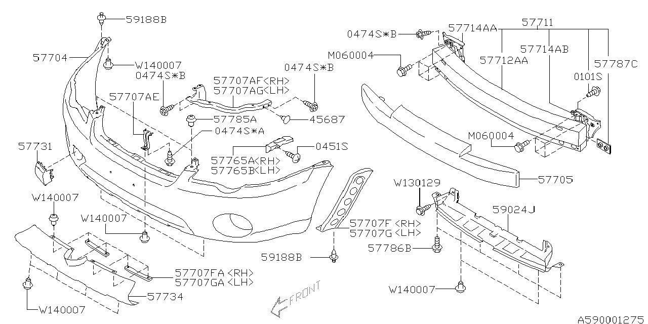 Diagram FRONT BUMPER for your 2005 Subaru Outback   