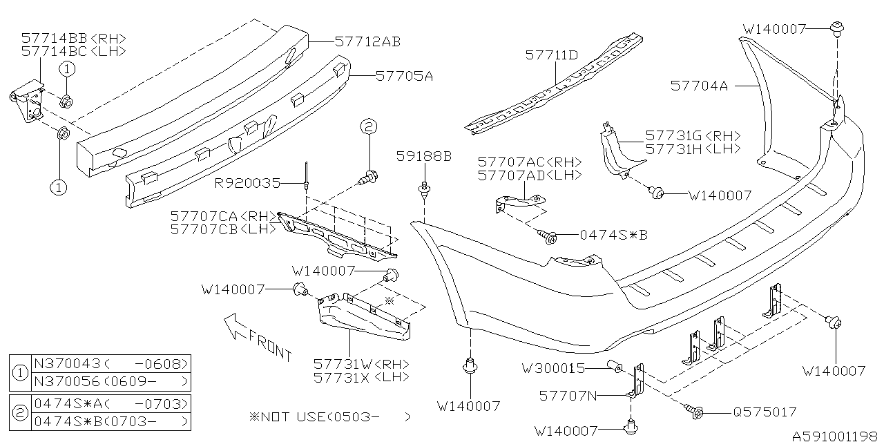 Diagram REAR BUMPER for your 2005 Subaru Legacy   