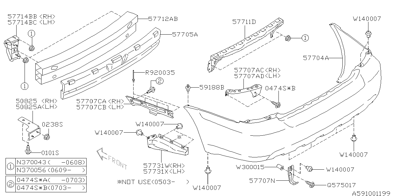 Diagram REAR BUMPER for your 2000 Subaru Impreza  Limited COUPE 