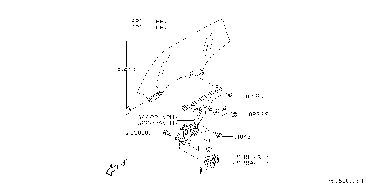 Diagram DOOR PARTS (GLASS & REGULATOR) for your 2013 Subaru STI  Sport SEDAN 