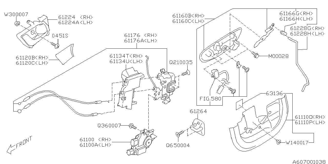 Diagram DOOR PARTS (LATCH & HANDLE) for your 2007 Subaru Legacy   