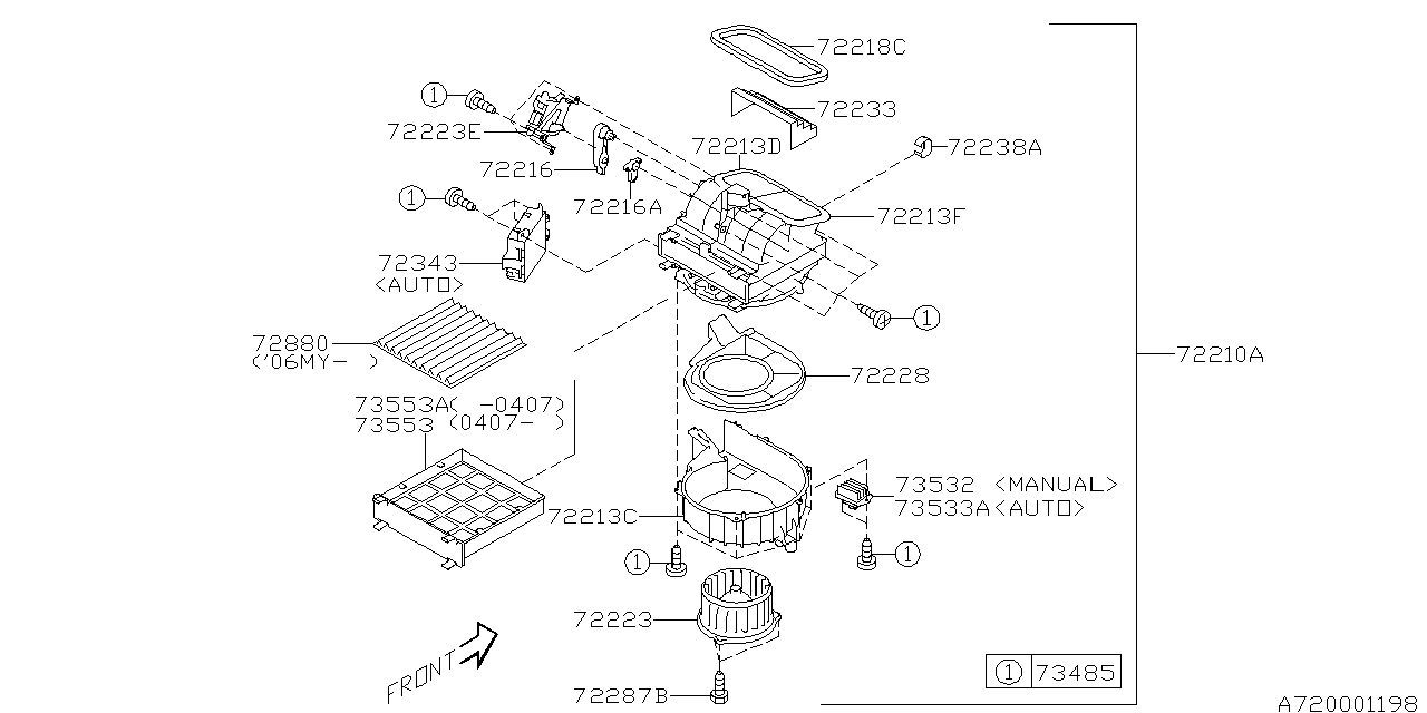 Diagram HEATER SYSTEM for your 2005 Subaru Legacy  GT(OBK:XT) SEDAN 
