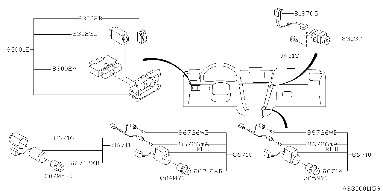 Diagram SWITCH (INSTRUMENTPANEL) for your 2008 Subaru Legacy   