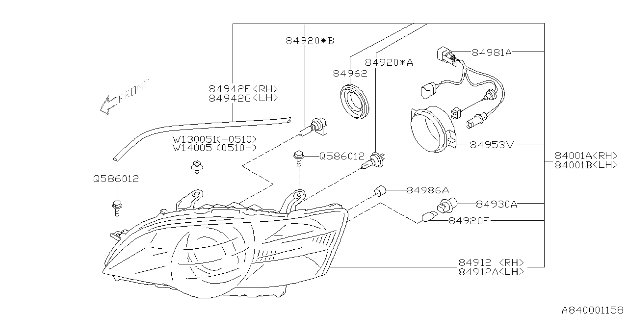 Diagram HEAD LAMP for your 2010 Subaru Legacy  GT Limited Sedan 