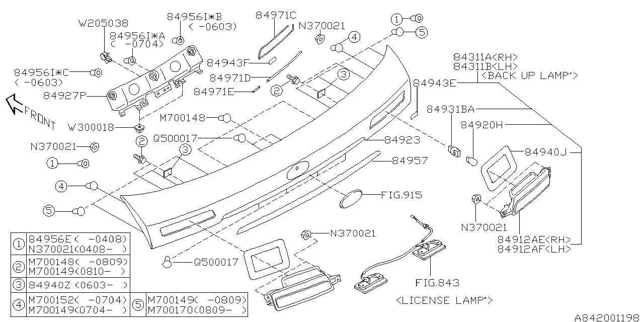 Diagram LAMP (REAR) for your 2007 Subaru Legacy   