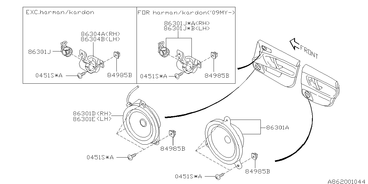 Diagram AUDIO PARTS (SPEAKER) for your 2005 Subaru Legacy   