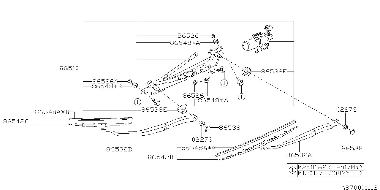 Diagram WIPER (WINDSHILDE) for your 2005 Subaru Legacy  GT LIMITED(OBK:XT) WAGON 