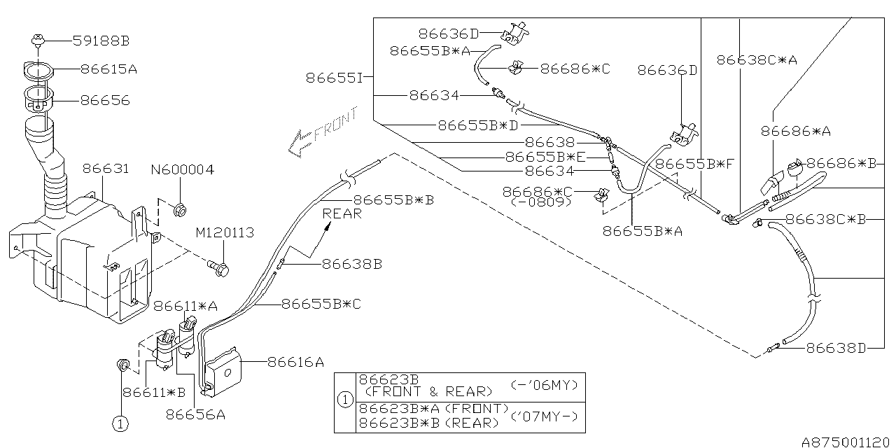 Diagram WINDSHIELD WASHER for your 2009 Subaru WRX   