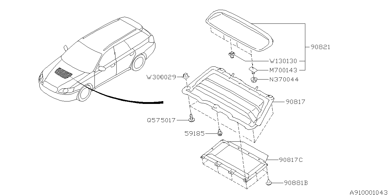 Diagram GRILLE & DUCT for your 2025 Subaru Legacy   