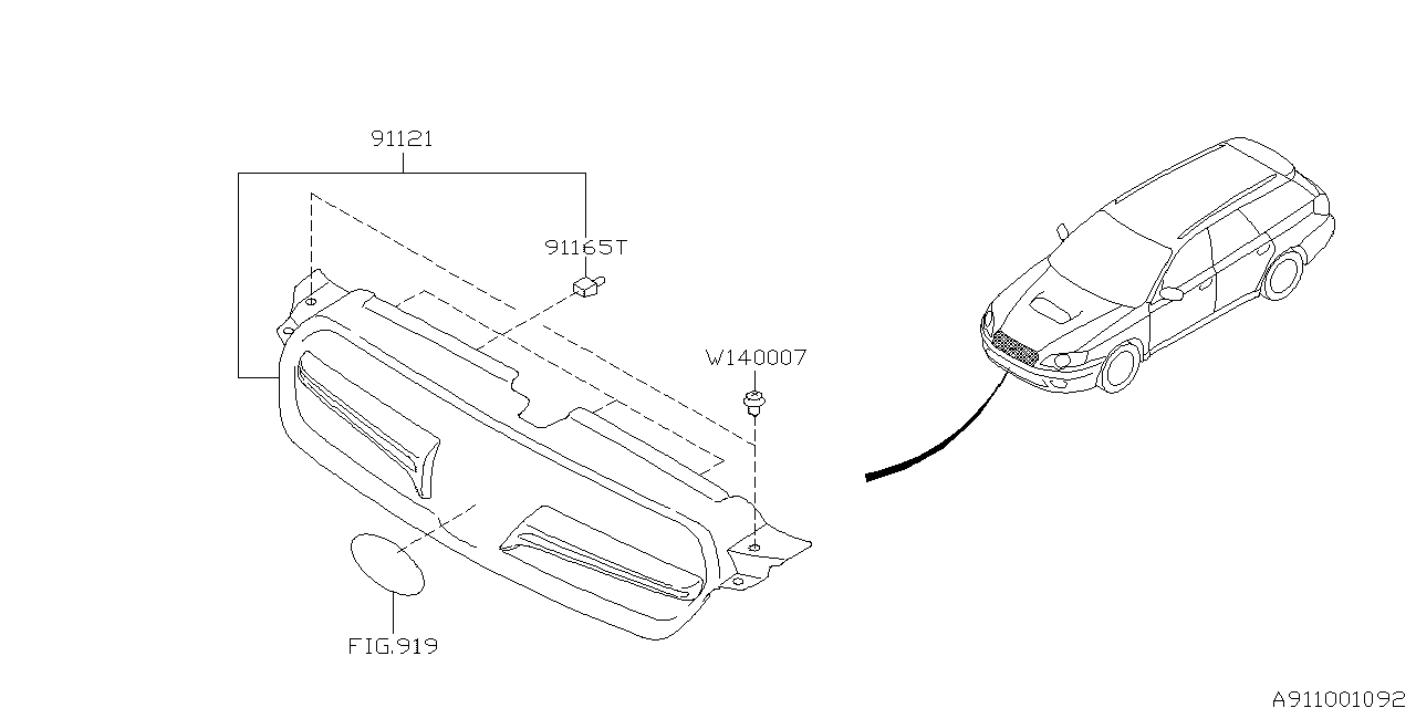 Diagram FRONT GRILLE for your 2007 Subaru Legacy 2.5L 4AT WAGON 