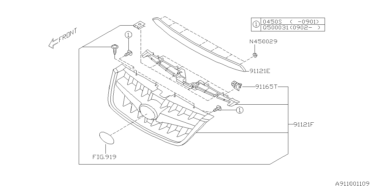 Diagram FRONT GRILLE for your Subaru Legacy  R Limited w/EyeSight SEDAN